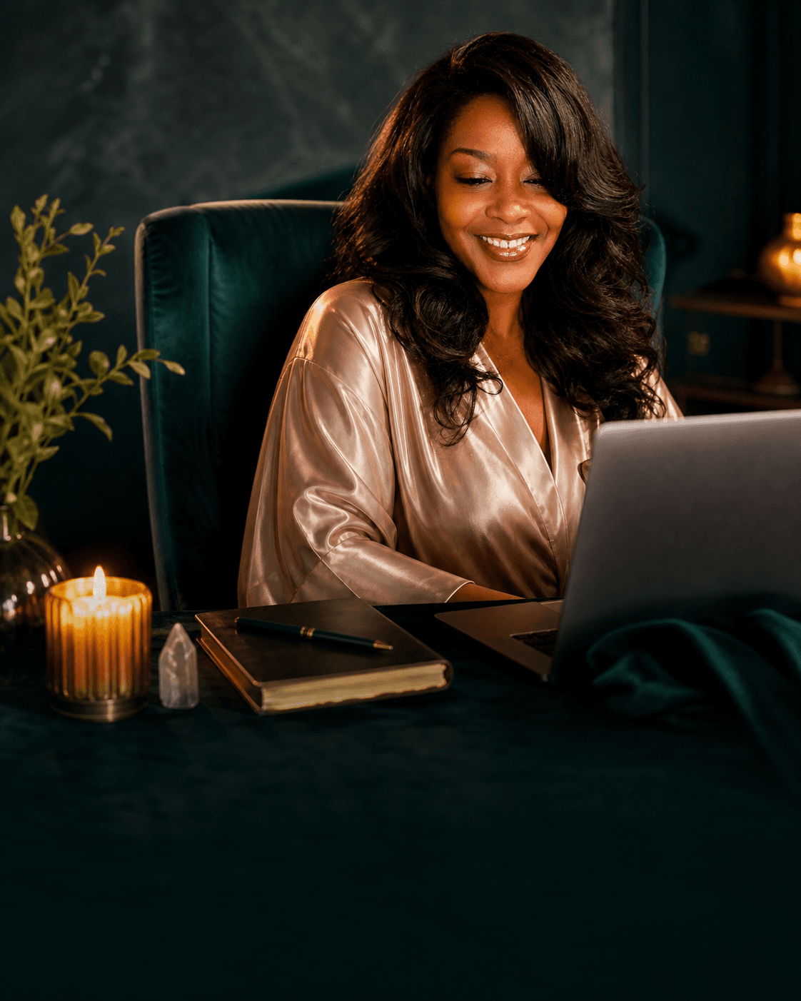 Tracey preparing for a virtual reading